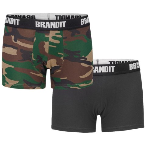 Bokserki męskie Brandit Logo dwupak kamuflaż/czarne Brandit