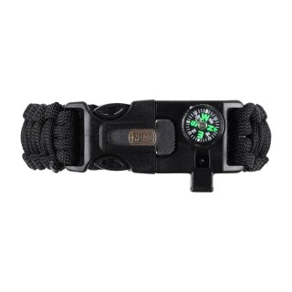 Bransoletka M-Tac Paracord z Krzesiwem, Kompasem i Gwizdkiem, czarny M-Tac