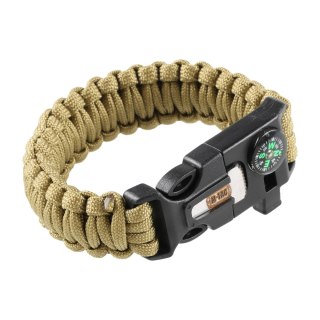 Bransoletka M-Tac Paracord z Krzesiwem, Kompasem i Gwizdkiem, tan M-Tac