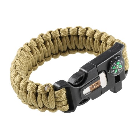 Bransoletka M-Tac Paracord z Krzesiwem, Kompasem i Gwizdkiem, tan M-Tac