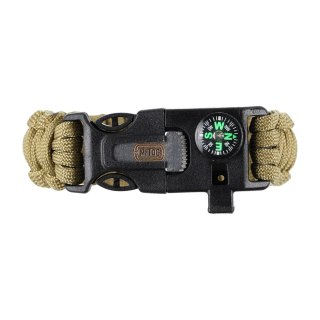 Bransoletka M-Tac Paracord z Krzesiwem, Kompasem i Gwizdkiem, tan M-Tac