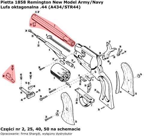 Lufa 8'' Pietta 1858 Remington New Model Army Target kal. 44 (A434/STR44) Pietta Firearms