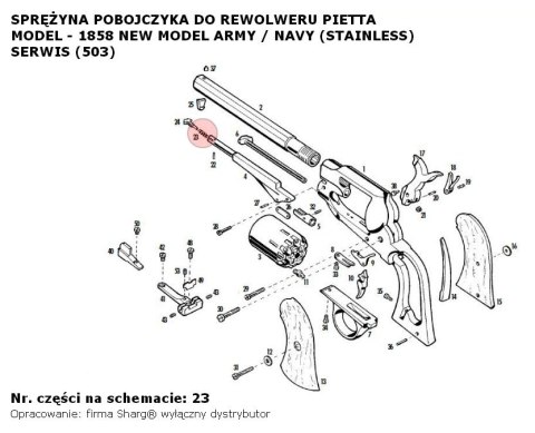 Sprężyna pobojczyka Pietta Remington 1858 New Model Army / Navy Stainless (503) Pietta Firearms