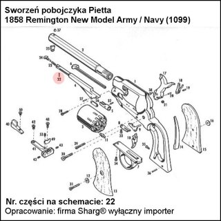 Sworzeń pobojczyka Pietta 1858 Remington, 1862 Spiller & Burr (1099) Pietta Firearms