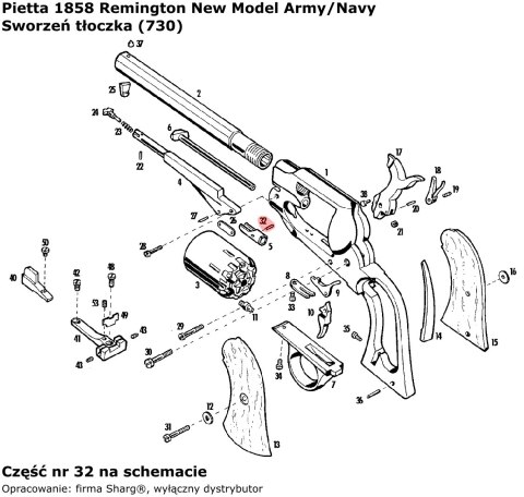 Sworzeń tłoczka pobojczyka Pietta 1858 Remington Model Army (730) Pietta Firearms