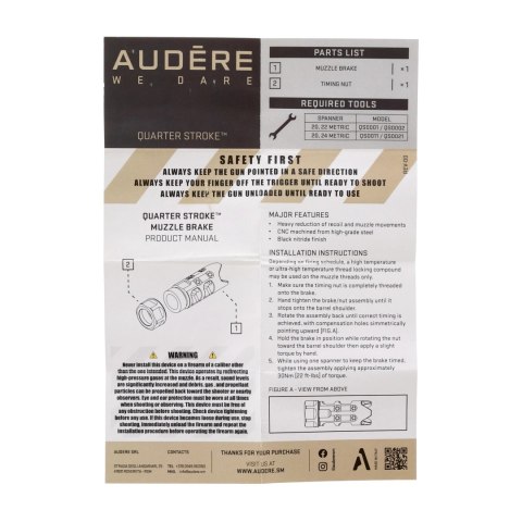 Hamulec wylotowy Audere Quarter Stroke .223 M15x1 Audere SRL