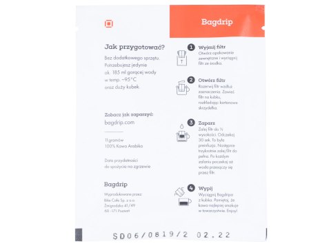 Kawa Bagdrip Honduras saszetka jednorazowa Bagdrip