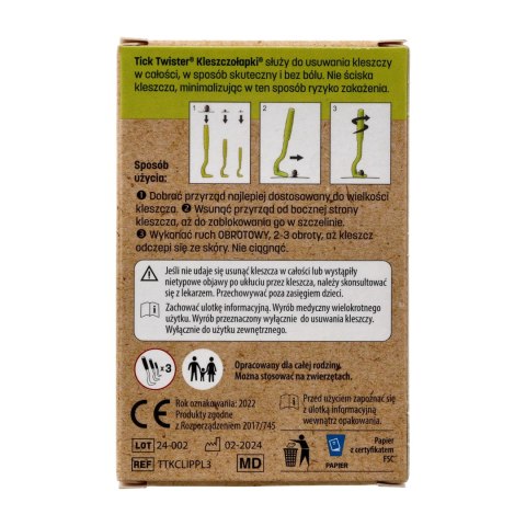 Kleszczołapki przyrząd do usuwania kleszczy Tick Twister® Clipbox Trio z brelokiem, fioletowe 3 szt. Tick Twister