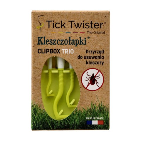 Kleszczołapki przyrząd do usuwania kleszczy Tick Twister® Clipbox Trio z brelokiem, limonkowe 3 szt. Tick Twister