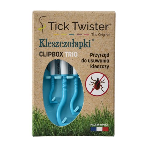 Kleszczołapki przyrząd do usuwania kleszczy Tick Twister® Clipbox Trio z brelokiem, niebieskie 3 szt. Tick Twister