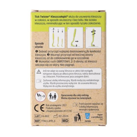 Kleszczołapki przyrząd do usuwania kleszczy Tick Twister® Clipbox Trio z brelokiem, żółte 3 szt. Tick Twister