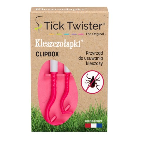 Kleszczołapki przyrząd do usuwania kleszczy Tick Twister® Clipbox z brelokiem, różowe 2 szt. Tick Twister