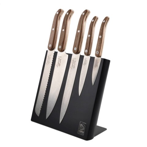 Komplet noży Laguiole Oak wood Stonewash z blokiem magnetycznym Laguiole