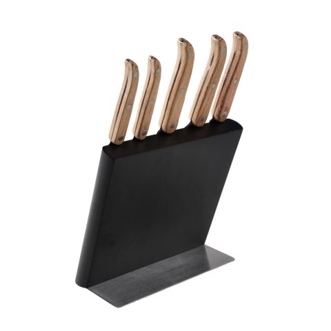 Komplet noży Laguiole Oak wood Stonewash z blokiem magnetycznym Laguiole