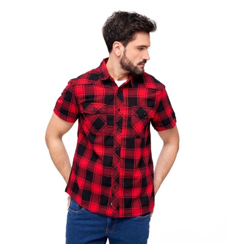 Koszula męska Brandit Check krótki rękaw czerwono/czarna Brandit