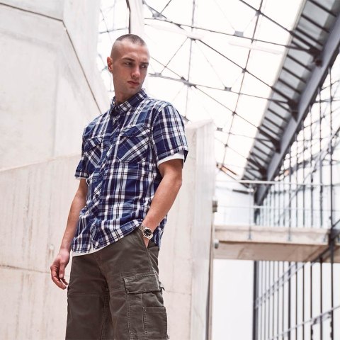 Koszula męska Brandit Roadstar krótki rękaw niebieska Brandit