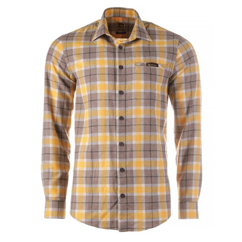 Koszula męska Tagart Sunny slim, flanelowa, w zółto-brązową kratę Tagart