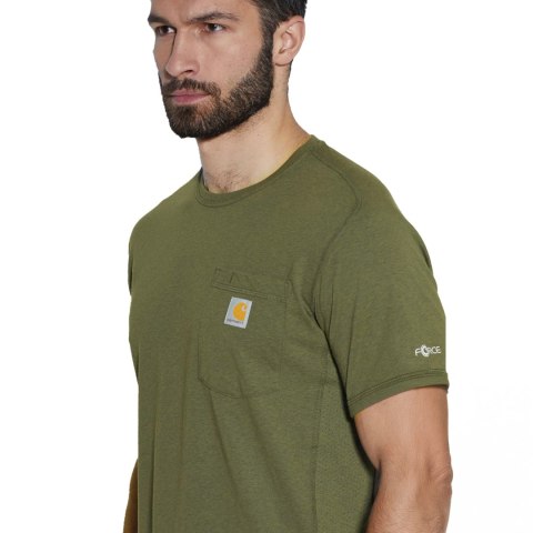 Koszulka Carhartt Force Midweight S/S Pocket - dark bronzed green Carhartt
