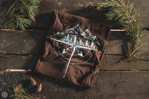 Koszulka męska TigerWood Róża Wiatrów brązowy Tigerwood