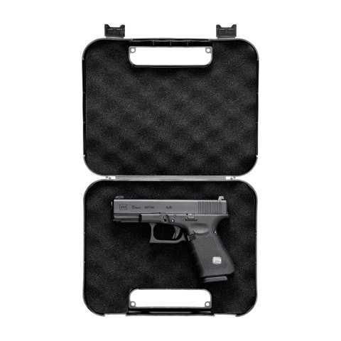 Kufer na pistolet Megaline 24,5x17,8x3,9 cm czarny z czarnymi klamrami Megaline