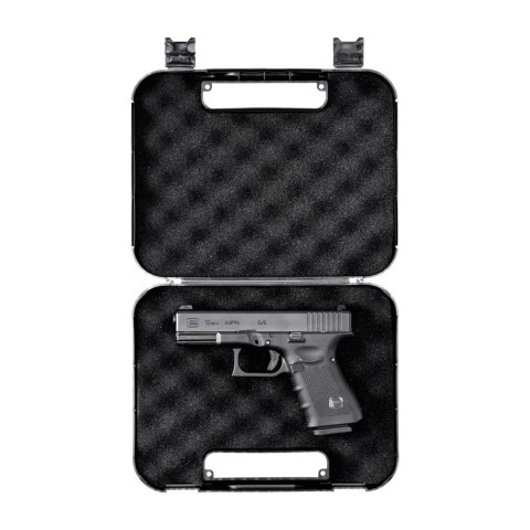 Kufer na pistolet Megaline 24,7x17,7x7,1 cm czarny z czarnymi klamrami Megaline