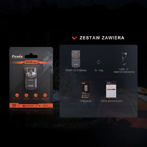 Latarka LED Fenix E03R V2.0 szara Fenix