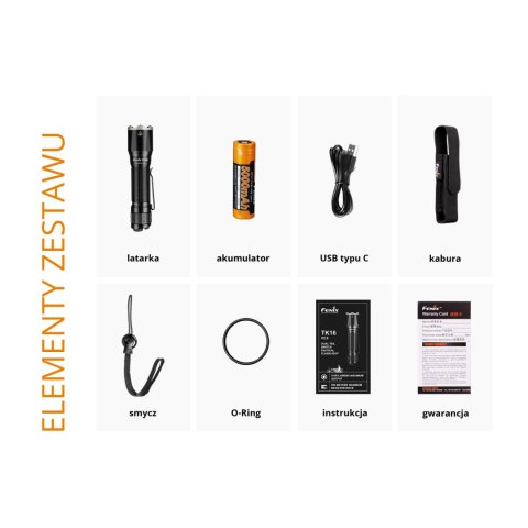 Latarka taktyczna LED Fenix TK16 V2.0 czarna Fenix