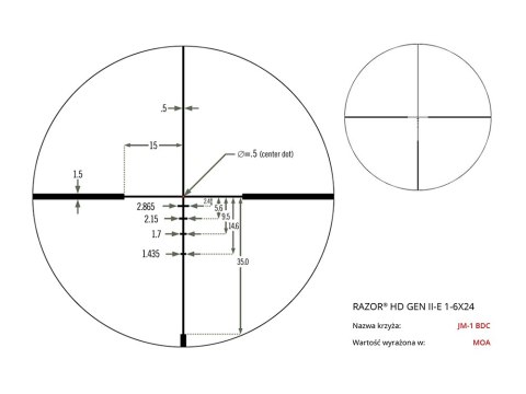 Luneta celownicza Vortex Razor II HD-E 1-6x24 30 mm JM-1/VMR-2 Vortex Optics