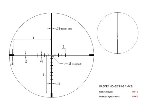 Luneta celownicza Vortex Razor II HD-E 1-6x24 30 mm JM-1/VMR-2 Vortex Optics