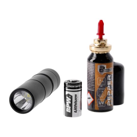 Miotacz gazu pieprzowego P2P PGS II KIT z latarką, czarno-pomarańczowy Prepared 2 Protect (P2P)