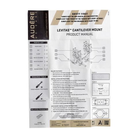 Montaż Audere Levitas jednoczęściowy 34/40 20 MOA 1,5" czarny Audere SRL