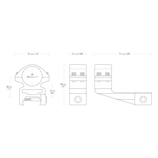 Montaż lunety Cantilever 2 Hawke Match wysoki 1" Weaver Hawke Optics