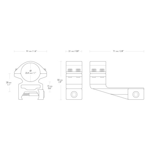 Montaż lunety Cantilever 2 Hawke Match wysoki 1" Weaver Hawke Optics