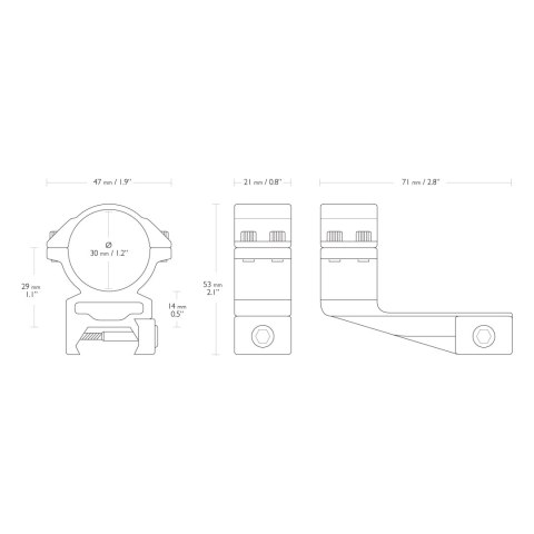 Montaż lunety Cantilever 2 Hawke Match wysoki 30 mm Weaver Hawke Optics