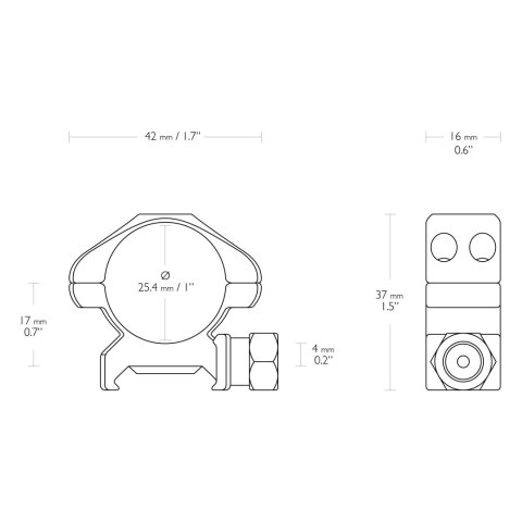 Montaż lunety Hawke Precision Steel niski 1" Weaver Hawke Optics