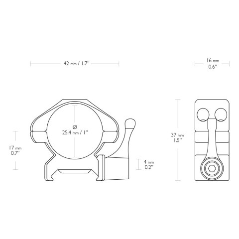 Montaż lunety Hawke Precision Steel niski 1" Weaver z dźwignią Hawke Optics