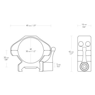 Montaż lunety Hawke Precision Steel niski 30 mm Weaver z dźwignią Hawke Optics