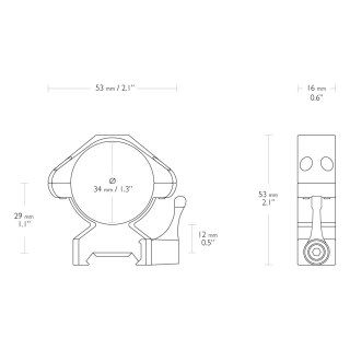 Montaż lunety Hawke Precision Steel niski 34 mm Weaver z dźwignią Hawke Optics
