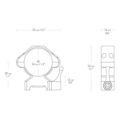 Montaż lunety Hawke Precision Steel niski 34 mm Weaver z dźwignią Hawke Optics