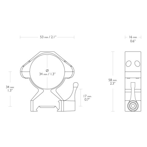 Montaż lunety Hawke Precision Steel średni 34 mm Weaver z dźwignią Hawke Optics