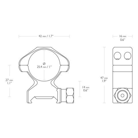Montaż lunety Hawke Precision Steel wysoki 1" Weaver Hawke Optics