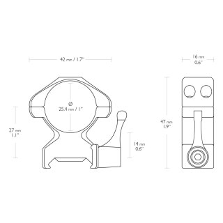 Montaż lunety Hawke Precision Steel wysoki 1" Weaver z dźwignią Hawke Optics