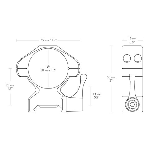 Montaż lunety Hawke Precision Steel wysoki 30 mm Weaver z dźwignią Hawke Optics