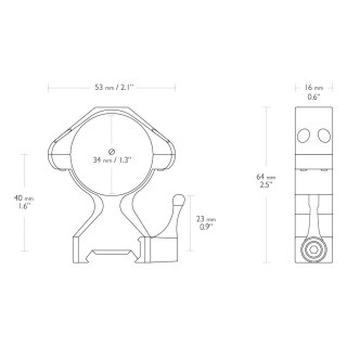 Montaż lunety Hawke Precision Steel wysoki 34 mm Weaver z dźwignią Hawke Optics