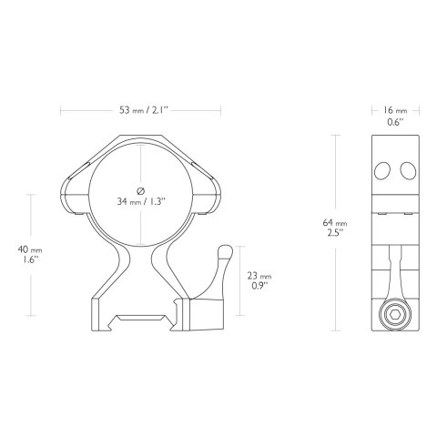 Montaż lunety Hawke Precision Steel wysoki 34 mm Weaver z dźwignią Hawke Optics