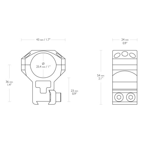 Montaż lunety Hawke Tactical 1" bardzo wysoki Dovetail na szynę 11 mm Hawke Optics