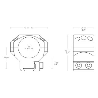 Montaż lunety Hawke Tactical 1" średni Dovetail na szynę 11 mm Hawke Optics