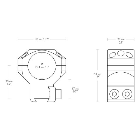 Montaż lunety Hawke Tactical 1" wysoki Dovetail na szynę 11 mm Hawke Optics