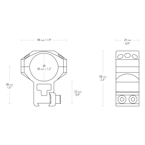 Montaż lunety Hawke Tactical bardzo wysoki 30 mm Dovetail na szynę 11 mm Hawke Optics