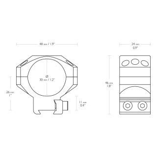 Montaż lunety Hawke Tactical średni 30 mm Dovetail na szynę 11 mm Hawke Optics